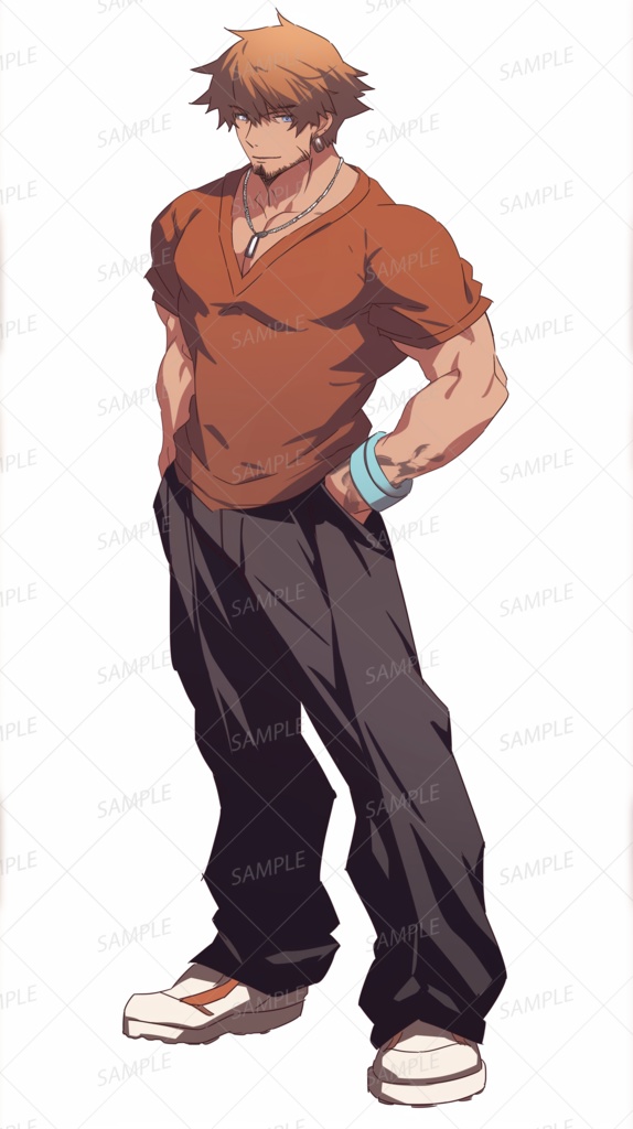 【私服】明るい茶髪の筋肉質な青年_立ち絵