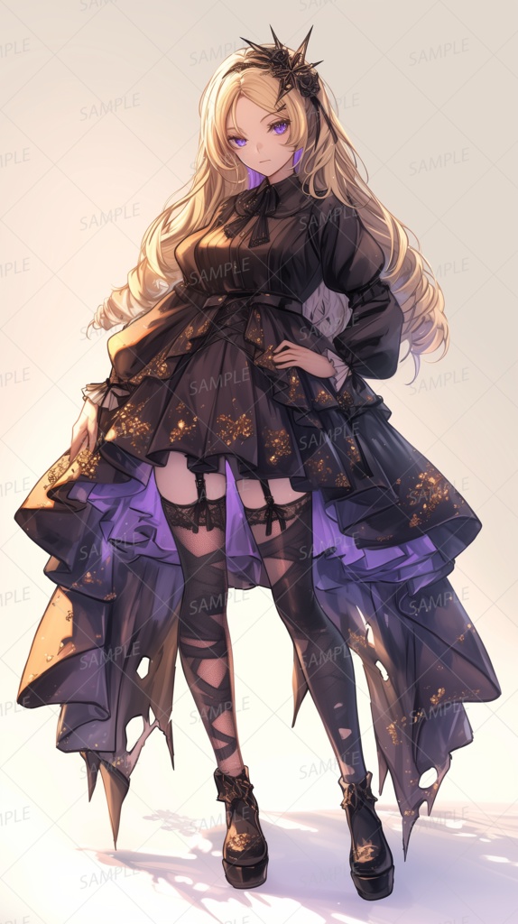 【ファンタジー】黒ドレスを着た金髪お嬢様_立ち絵