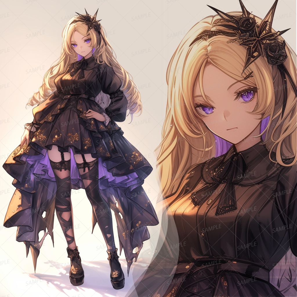 【ファンタジー】黒ドレスを着た金髪お嬢様_立ち絵