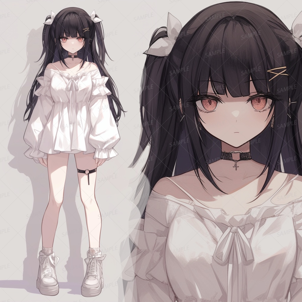 【ファンタジー】ツインテールのゴシック黒髪少女_立ち絵