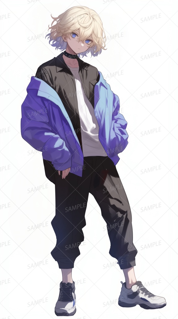 【私服】内巻きブロンドヘアの少年_立ち絵