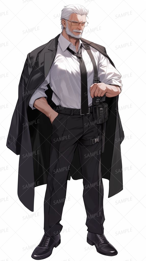 【仕事】肩掛けしたスーツ姿のシニア男性_立ち絵