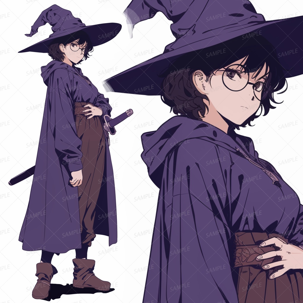 【ファンタジー】とんがり帽子の魔剣士少女_立ち絵