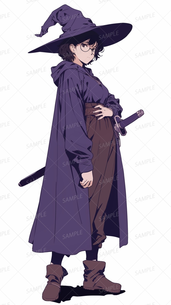 【ファンタジー】とんがり帽子の魔剣士少女_立ち絵