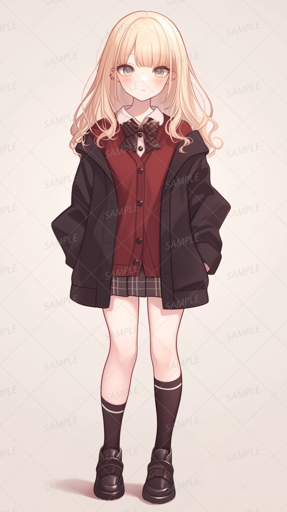 【学園】ピアスをした金髪の制服少女_立ち絵