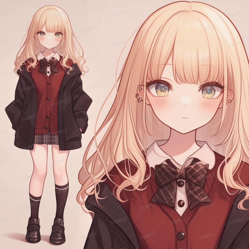 【学園】ピアスをした金髪の制服少女_立ち絵