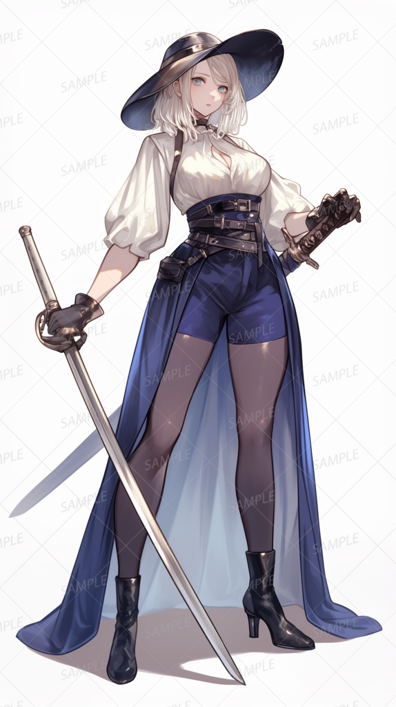 【ファンタジー】クラシックな二刀流の美少女剣士_立ち絵