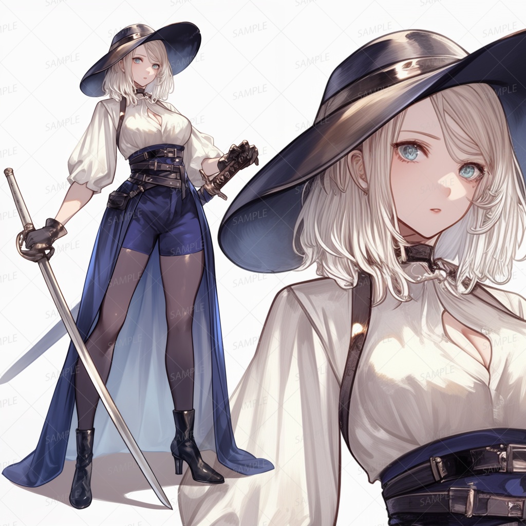 【ファンタジー】クラシックな二刀流の美少女剣士_立ち絵