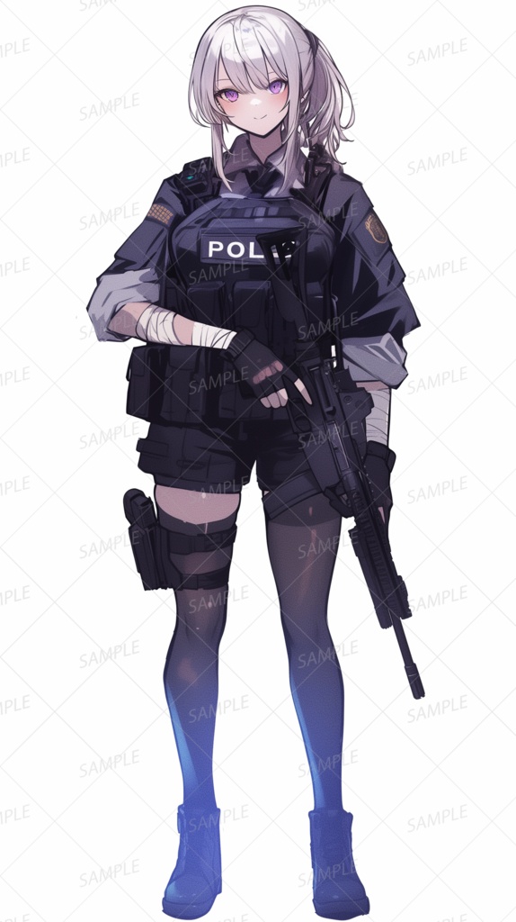 【仕事】アサルトライフルを装備したポリス少女_立ち絵