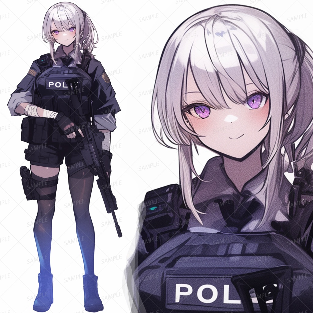 【仕事】アサルトライフルを装備したポリス少女_立ち絵