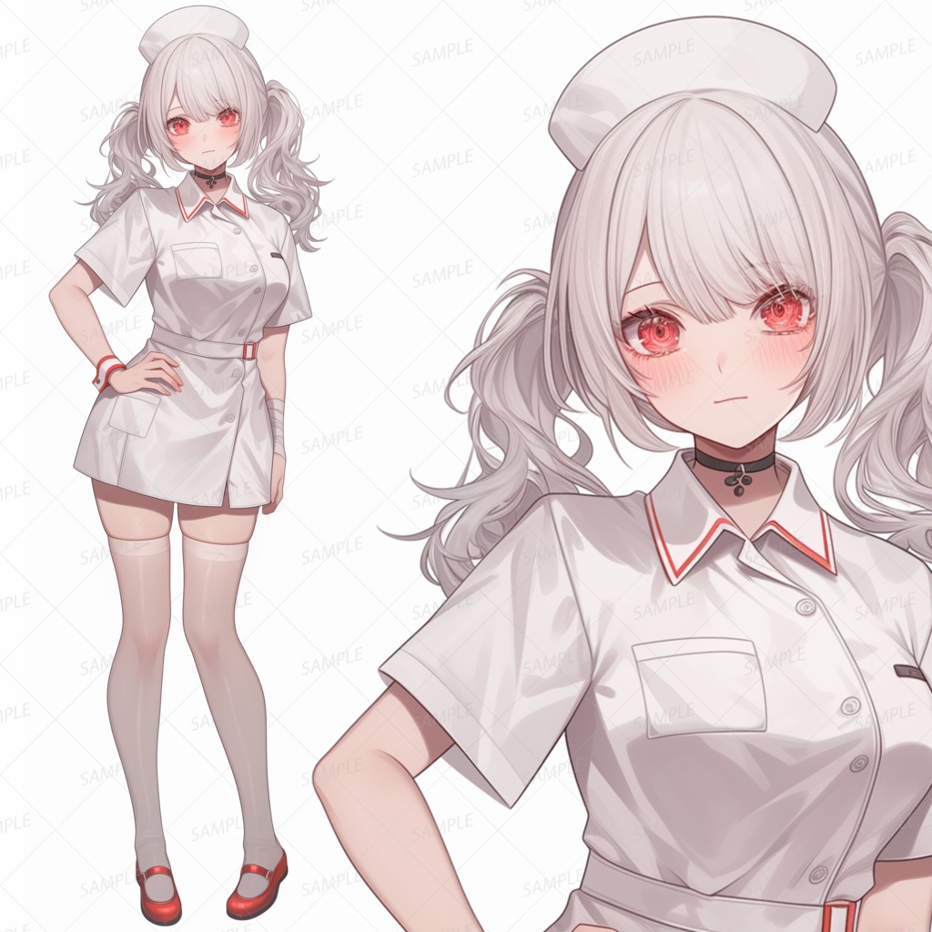 【仕事】ナース服を着た白髪美少女_立ち絵