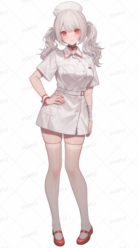 【仕事】ナース服を着た白髪美少女_立ち絵