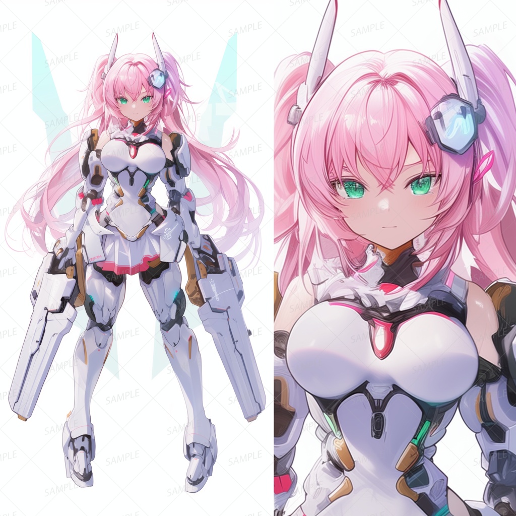 【メカ】ピンクツインテールのアーマー少女_立ち絵