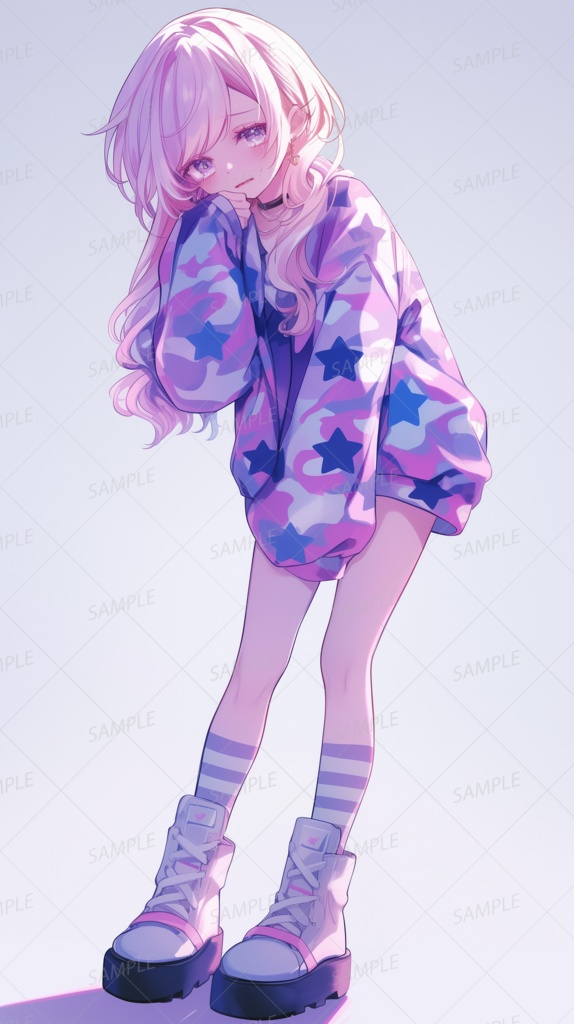 【私服】星柄パーカーを着た気弱そうな金髪少女_立ち絵