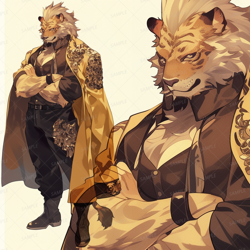 【獣人】黄金のマントを纏う百獣の王_立ち絵