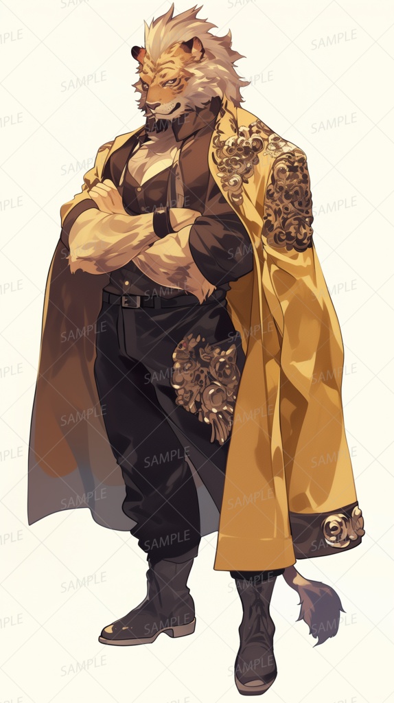 【獣人】黄金のマントを纏う百獣の王_立ち絵