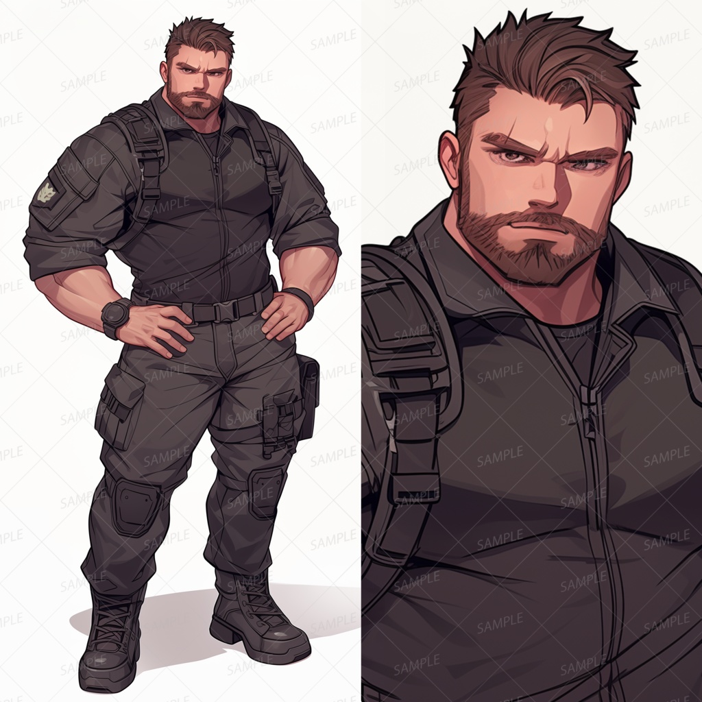 【仕事】軍人風の筋肉質な男_立ち絵