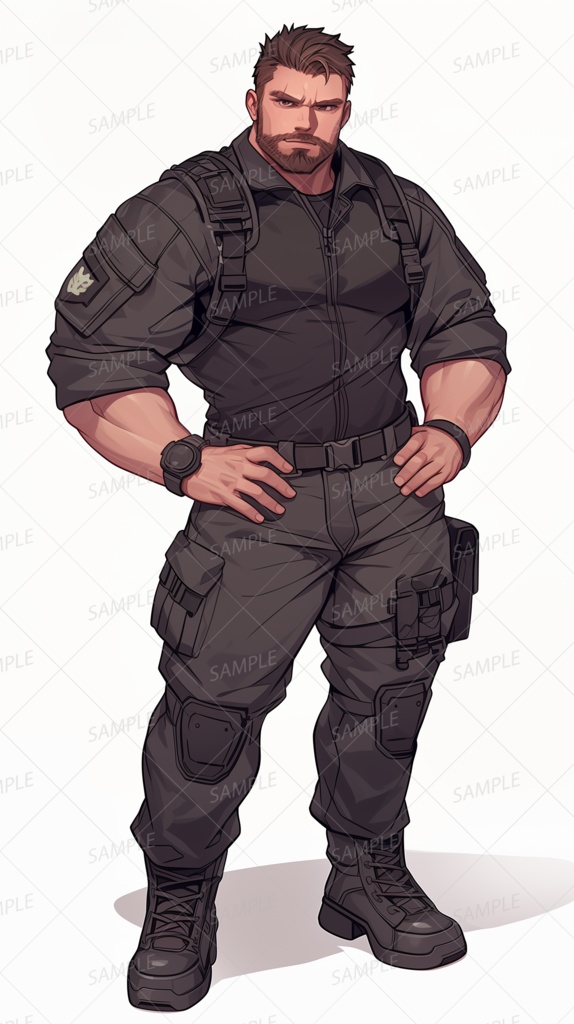 【仕事】軍人風の筋肉質な男_立ち絵