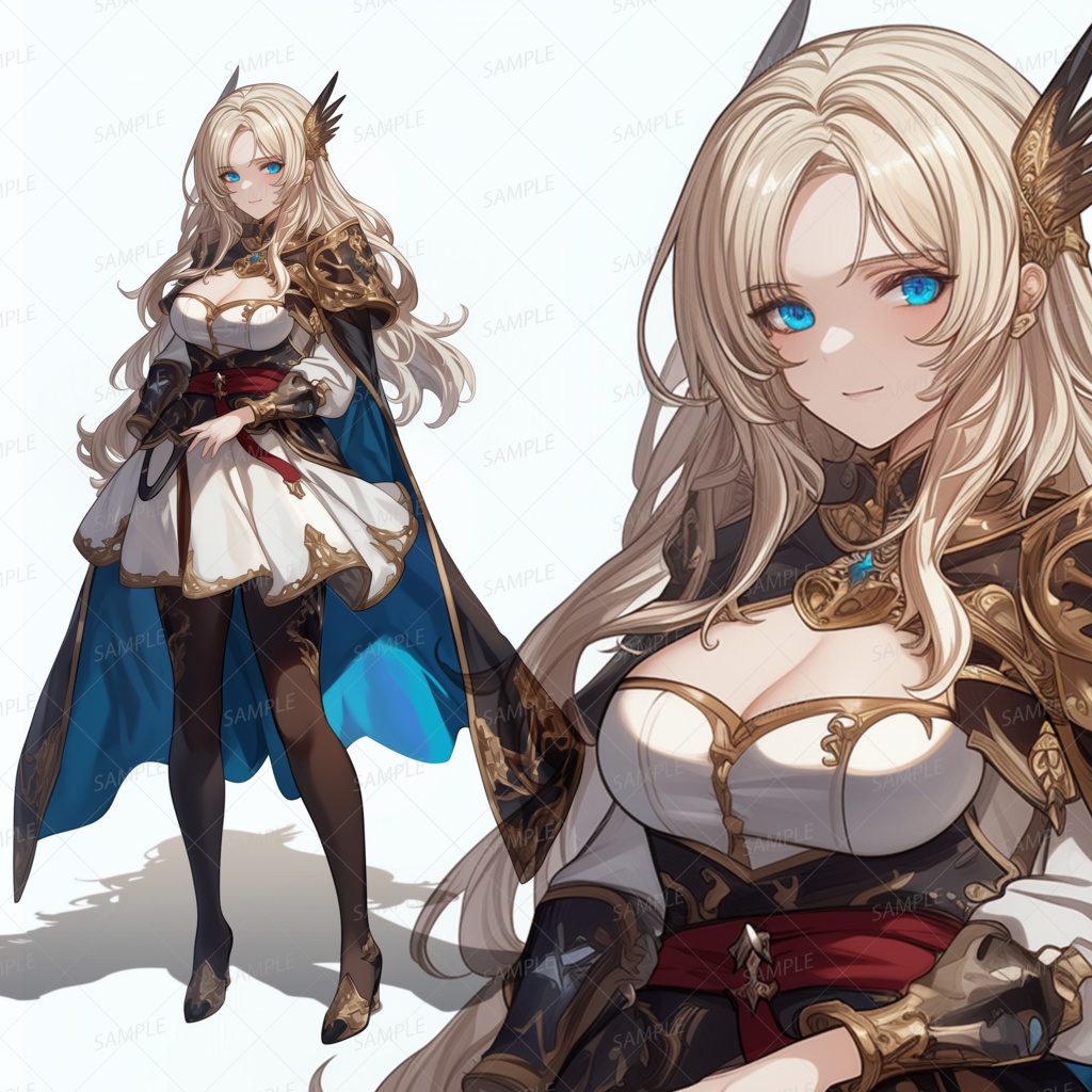 【ファンタジー】クラシカルなロングヘアの女騎士_立ち絵