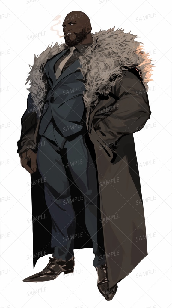 【仕事】毛皮付きロングコートを羽織る巨漢_立ち絵