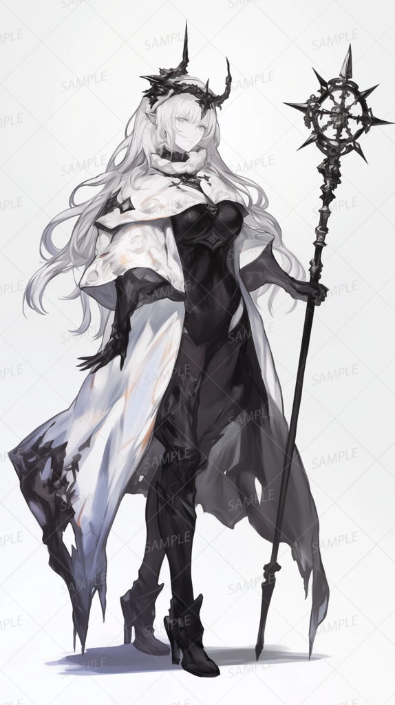 【ファンタジー】太陽の杖をかざす純白の聖女_立ち絵