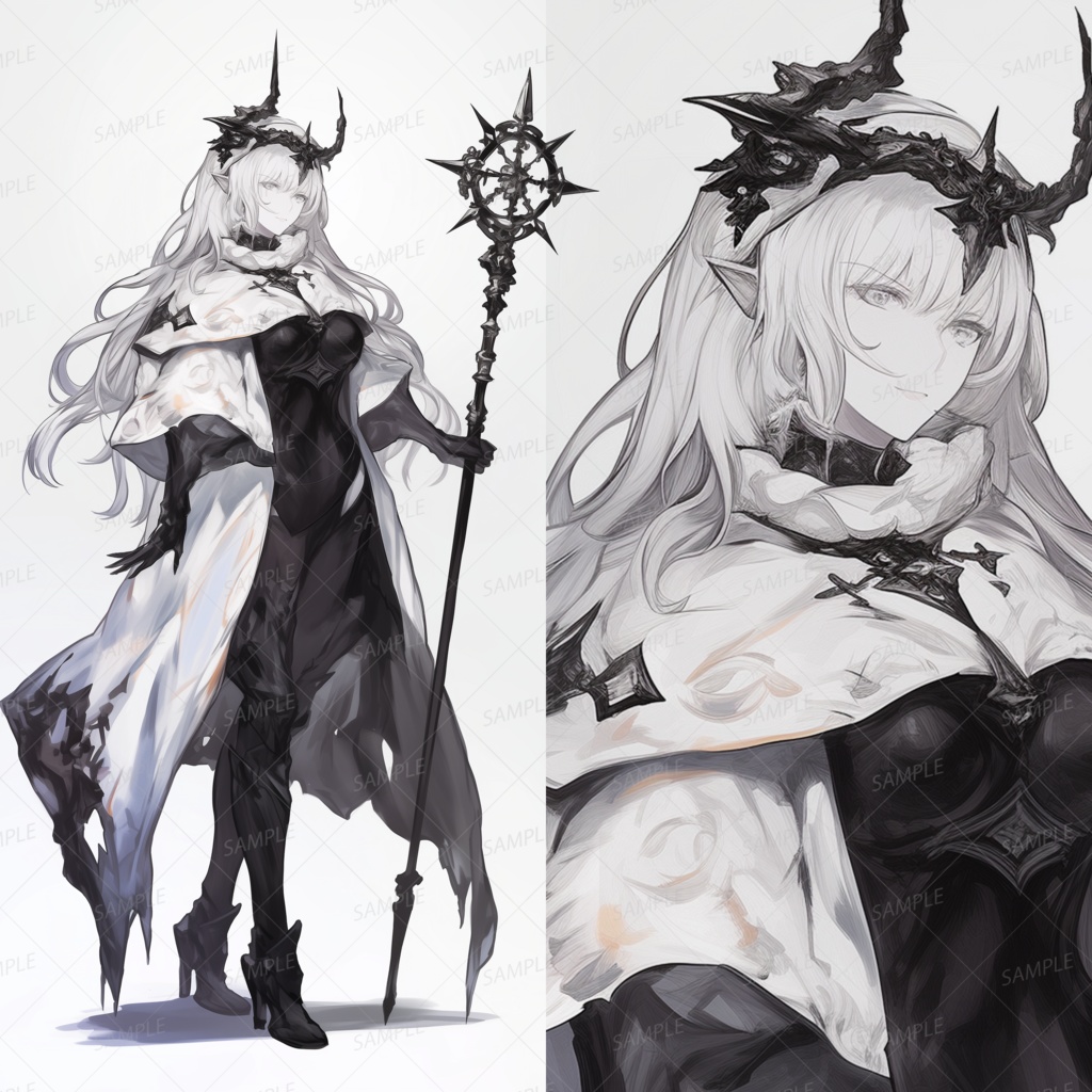 【ファンタジー】太陽の杖をかざす純白の聖女_立ち絵