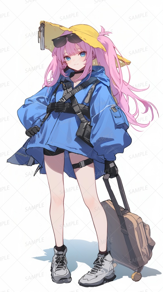 【私服】旅先ファッションのピンク髪少女_立ち絵
