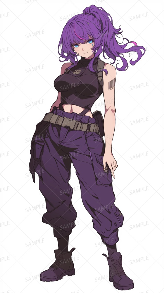【ファンタジー】紫髪の少女兵_立ち絵