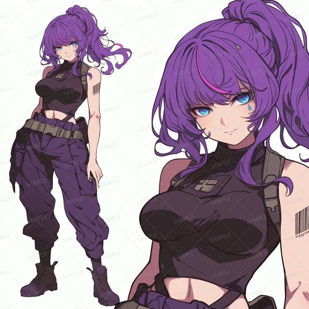 【ファンタジー】紫髪の少女兵_立ち絵