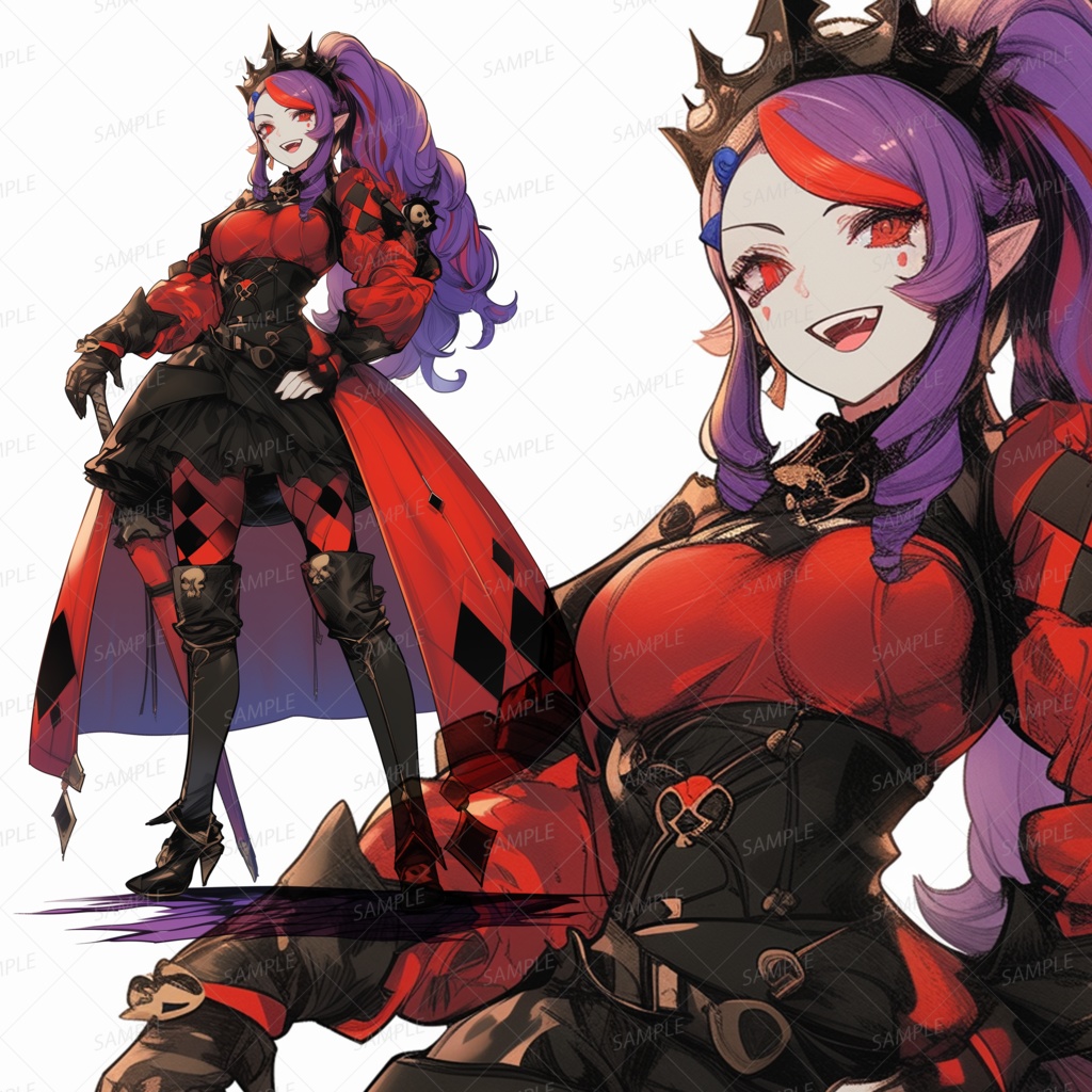 【ファンタジー】王冠を戴く紫髪の姫騎士_立ち絵
