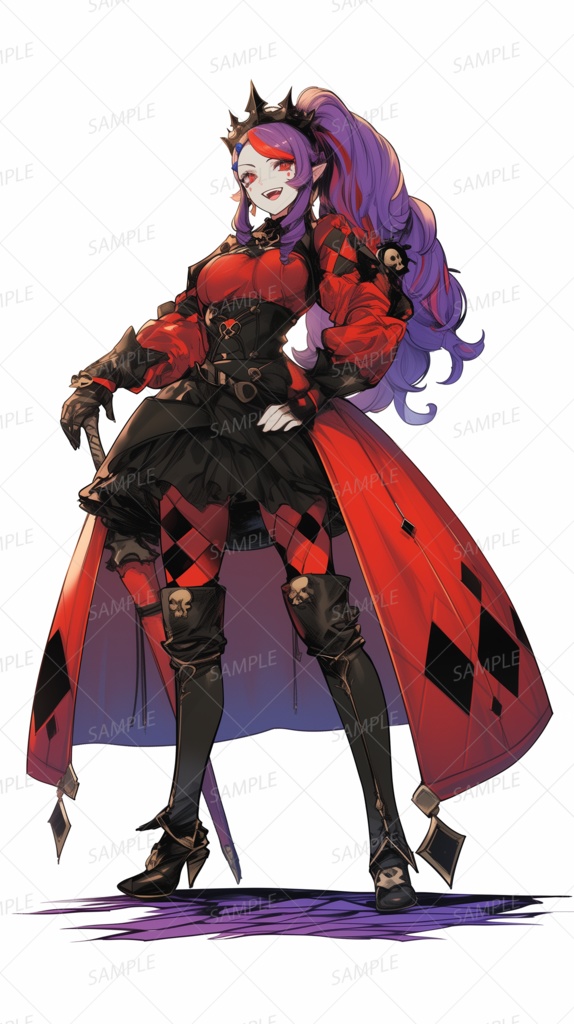 【ファンタジー】王冠を戴く紫髪の姫騎士_立ち絵