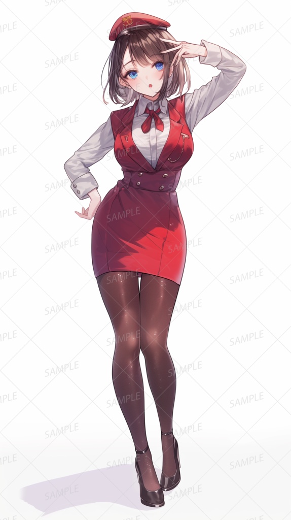 【仕事】赤い制服の陽気なバスガイド_立ち絵