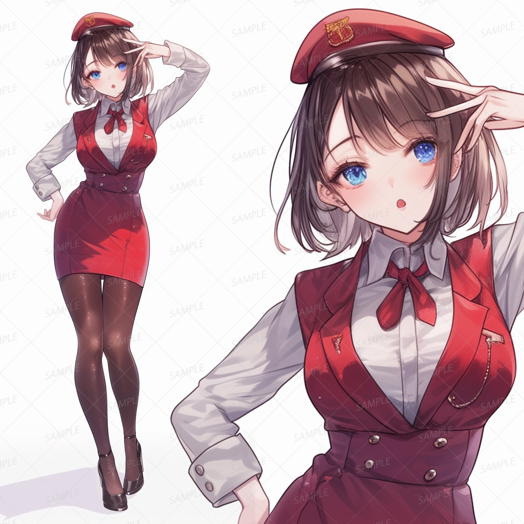 【仕事】赤い制服の陽気なバスガイド_立ち絵