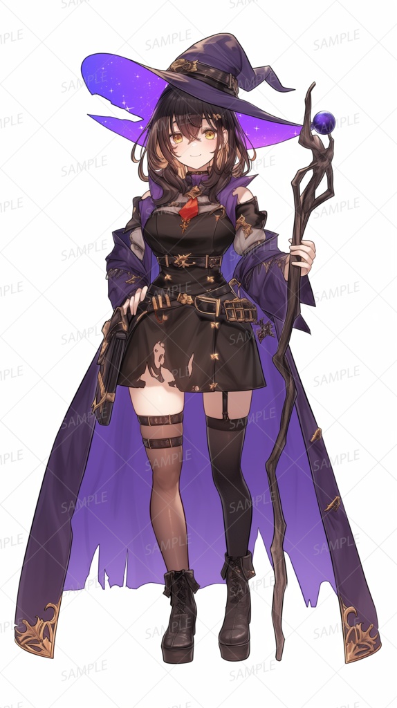 【ファンタジー】星空帽子の魔法使いの少女_立ち絵