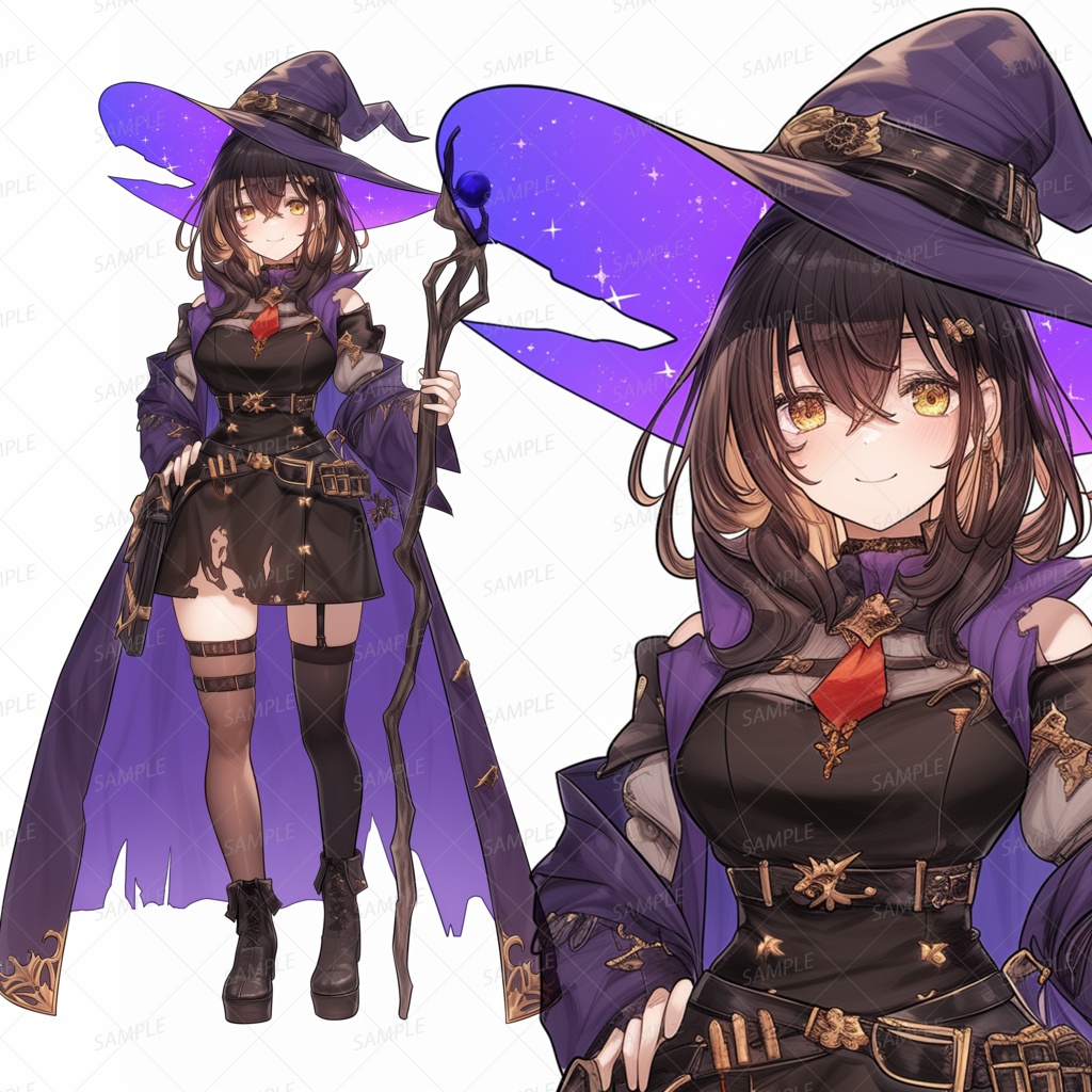 【ファンタジー】星空帽子の魔法使いの少女_立ち絵