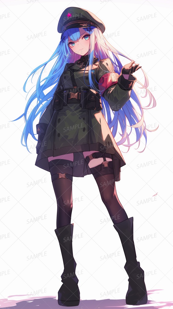 【ファンタジー】軍帽をかぶった青い瞳の少女_立ち絵