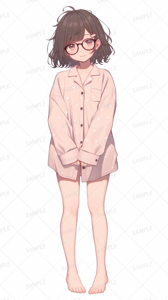 【私服】寝起き姿のメガネ少女_立ち絵