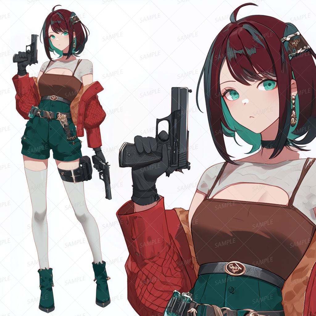【ファンタジー】二丁拳銃を構える少女_立ち絵