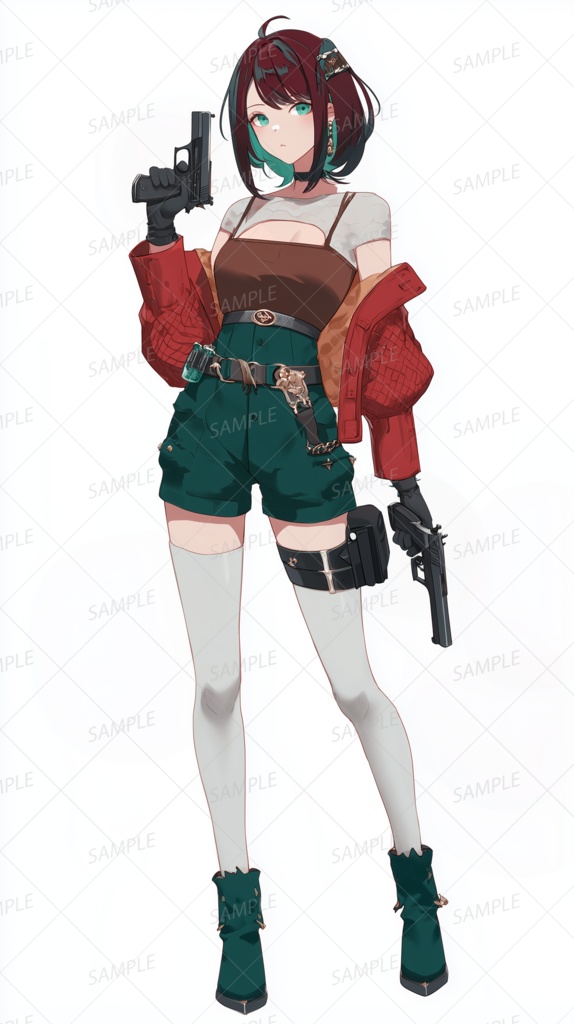 【ファンタジー】二丁拳銃を構える少女_立ち絵