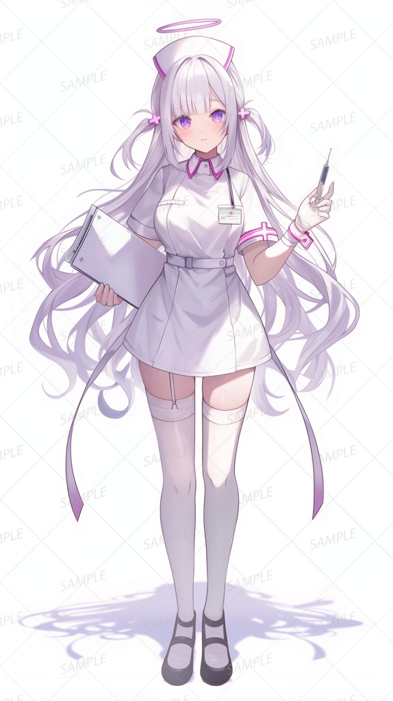 【仕事】白髪ロングの天使ナース_立ち絵