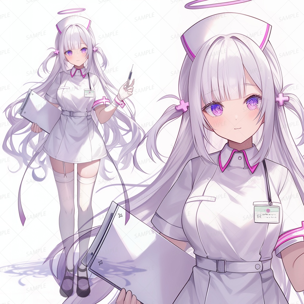 【仕事】白髪ロングの天使ナース_立ち絵
