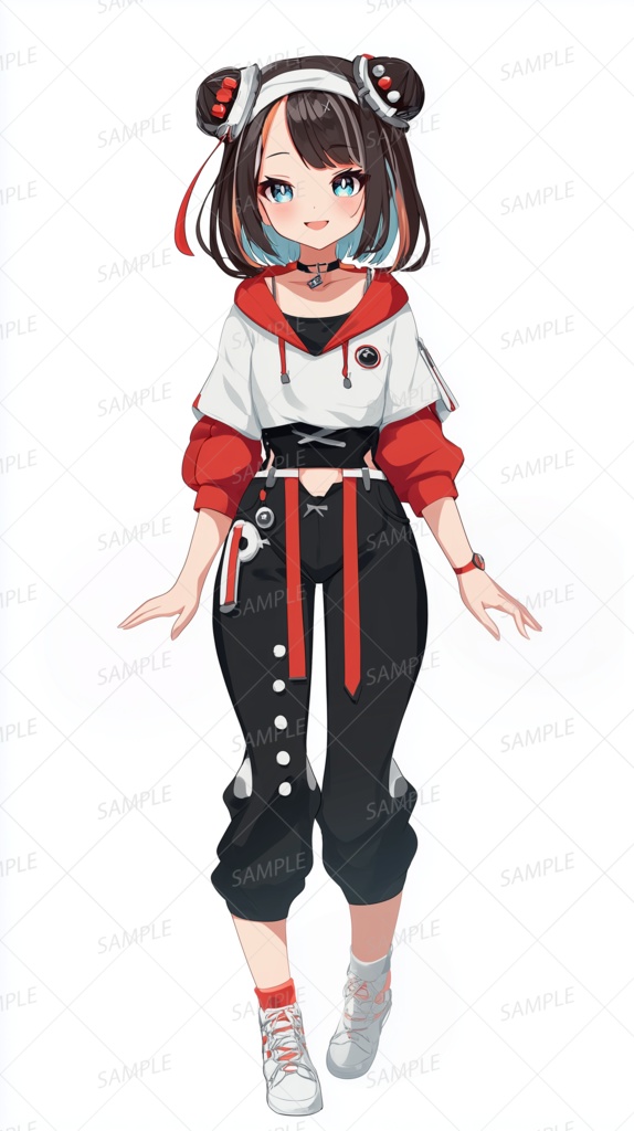 【ファンタジー】お団子ヘアの元気ヘッドフォン女子_立ち絵