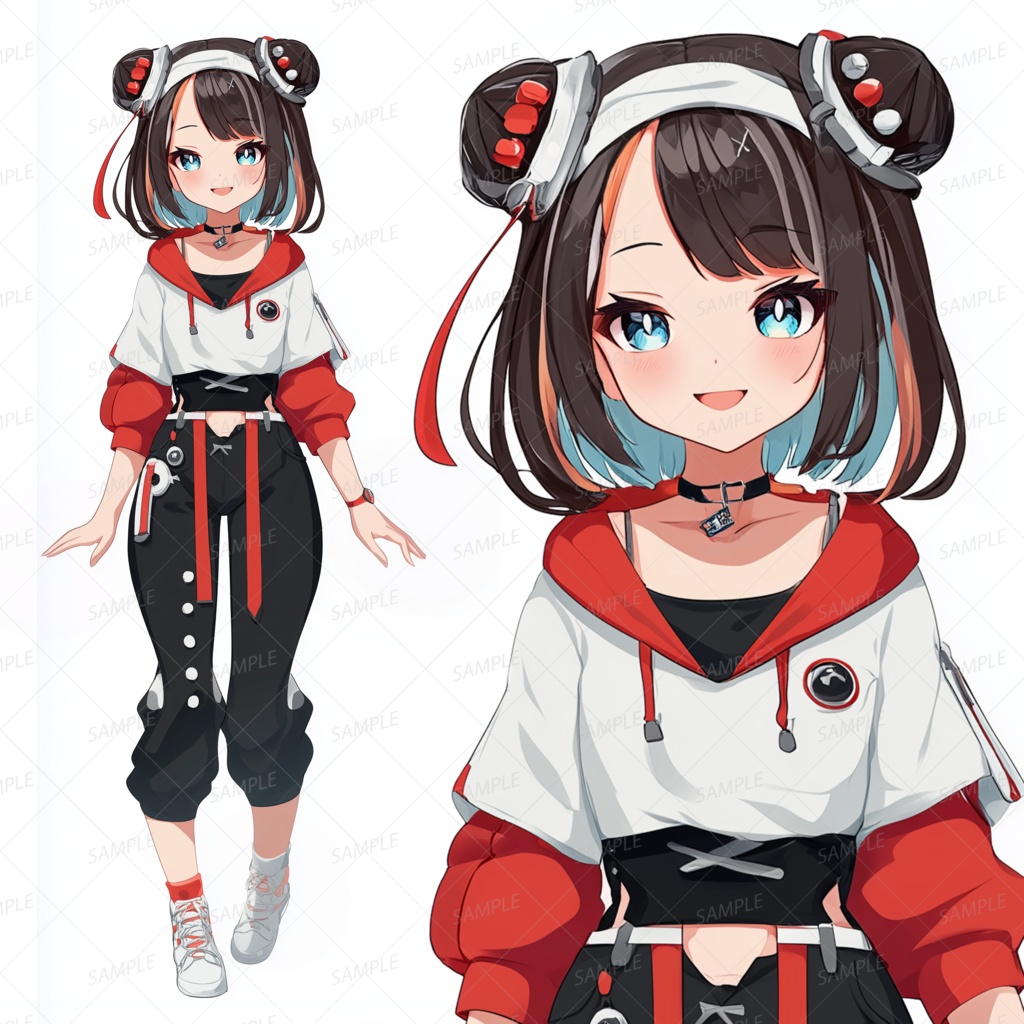 【ファンタジー】お団子ヘアの元気ヘッドフォン女子_立ち絵