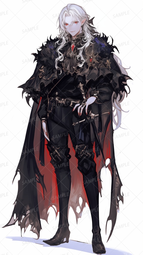 【ファンタジー】白髪赤眼のヴァンパイア紳士_立ち絵