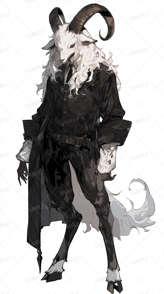 【獣人】ダークスーツの白山羊紳士_立ち絵