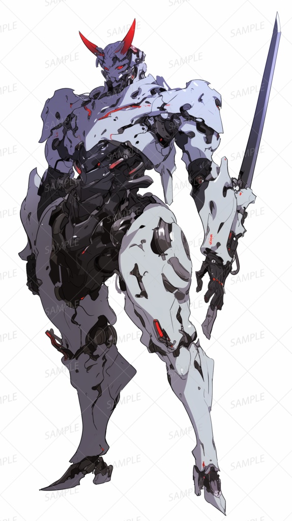 【メカ】鬼の角を持つブレード付き戦闘メカ_立ち絵