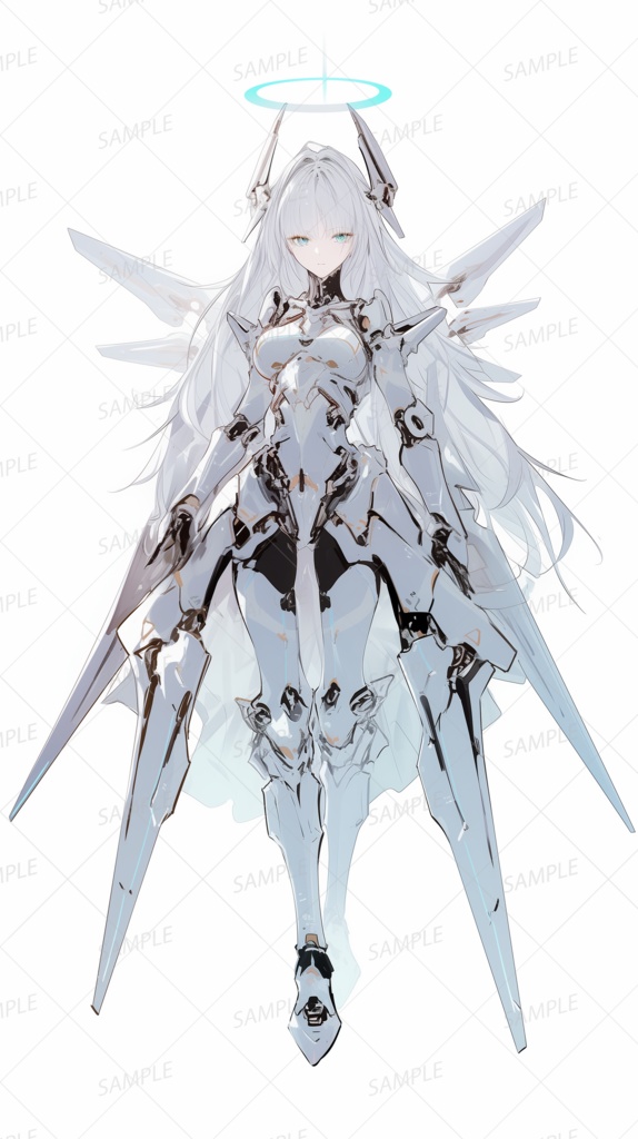 【メカ】銀色の装甲の天使型少女_立ち絵