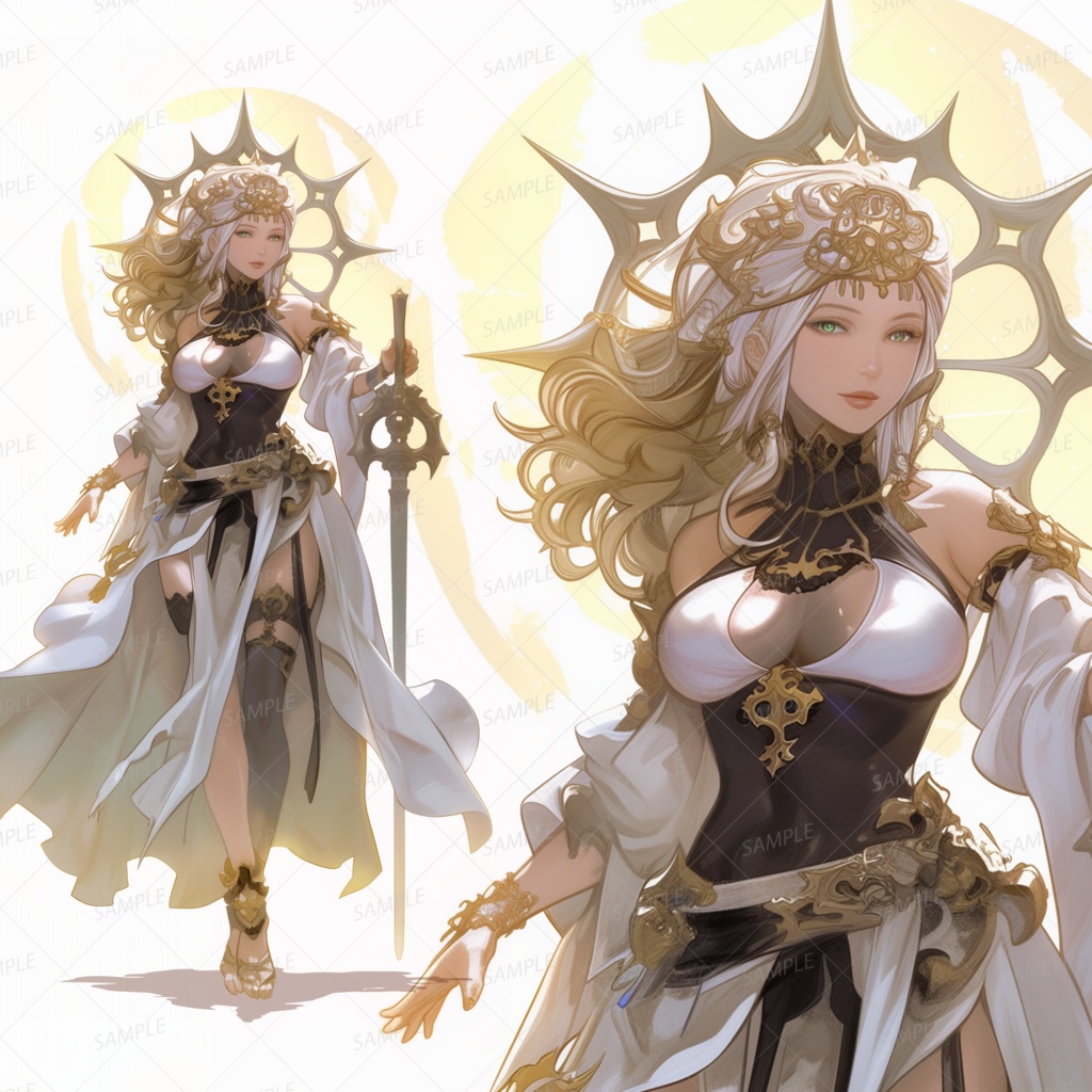 【ファンタジー】白いローブの剣を持った聖女_立ち絵