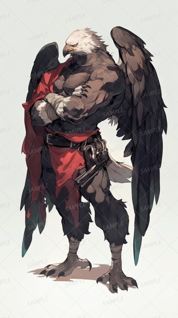 【獣人】筋肉質な鷲の獣戦士_立ち絵