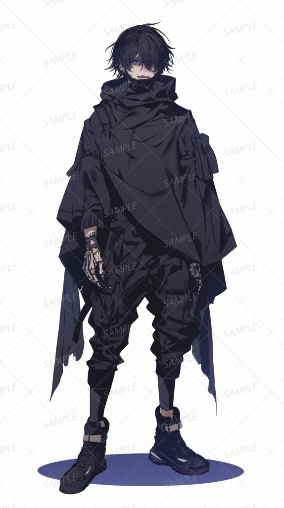 【ファンタジー】乱れた髪の黒装束の青年_立ち絵